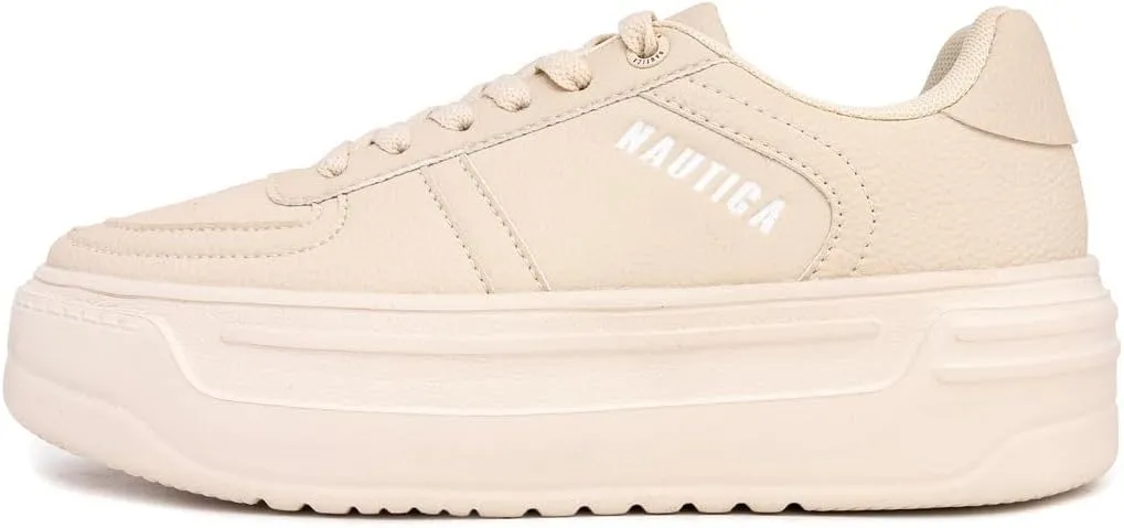 Nautica Women’s Lace-Up Fashion Sneakers – Low-Top Casual Walking & Tennis Shoes with Platform or Regular Heel
