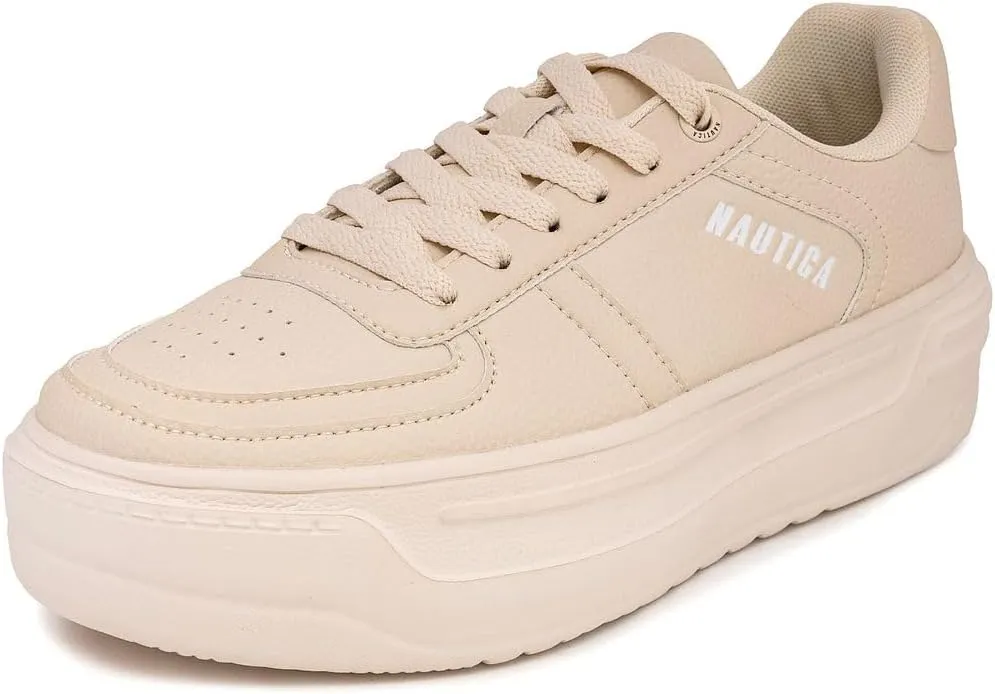Nautica Women’s Lace-Up Fashion Sneakers – Low-Top Casual Walking & Tennis Shoes with Platform or Regular Heel