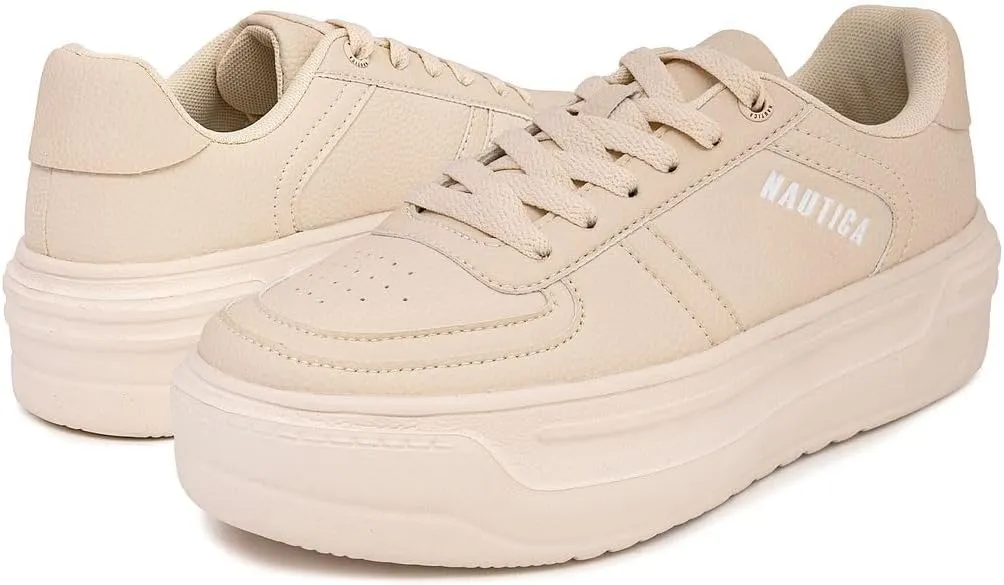 Nautica Women’s Lace-Up Fashion Sneakers – Low-Top Casual Walking & Tennis Shoes with Platform or Regular Heel