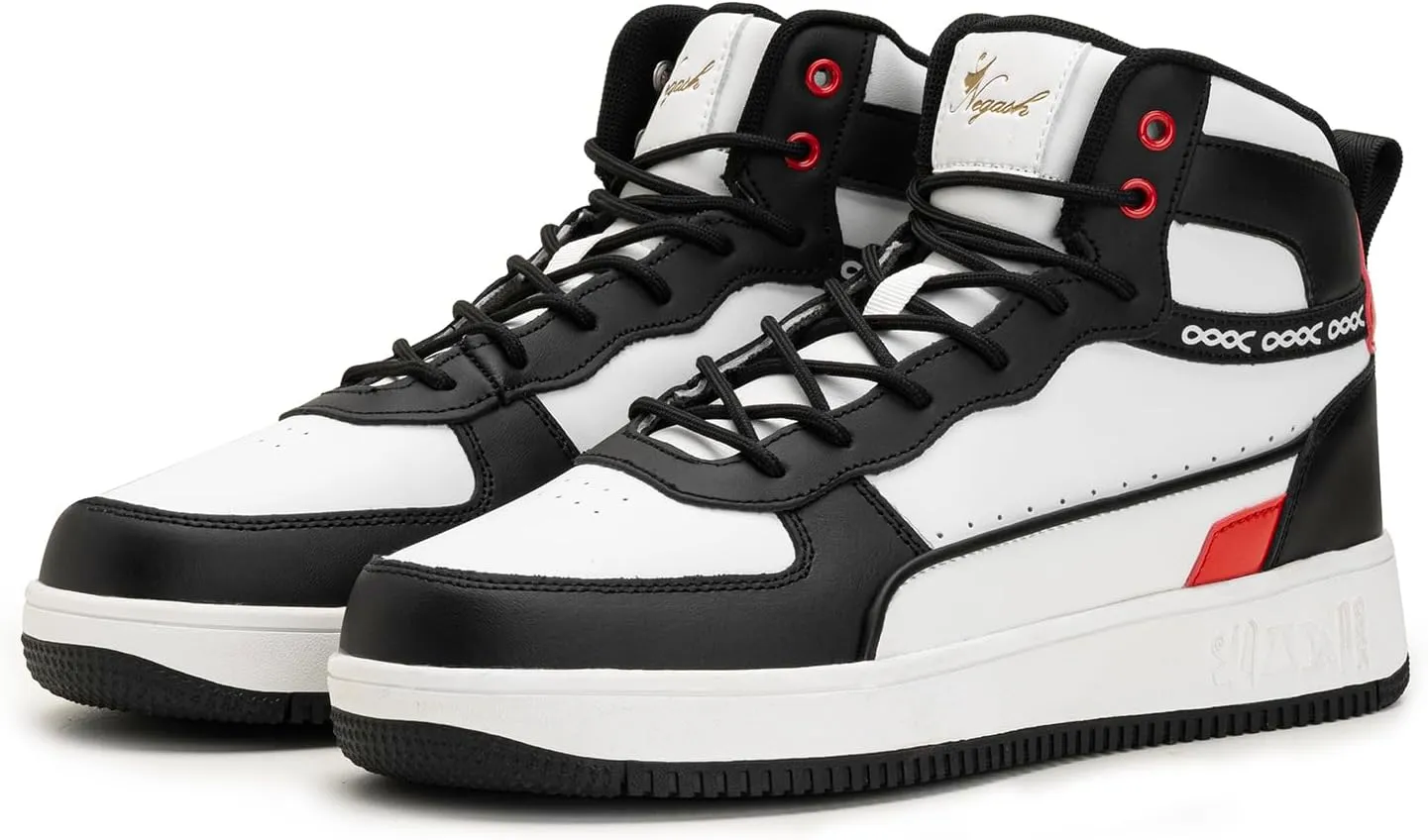 Negash High Top Sneakers for Men - Fashionable and Durable Mens Casual High-Top Sneakers with Premium Leather, Ankle Support for On & Off