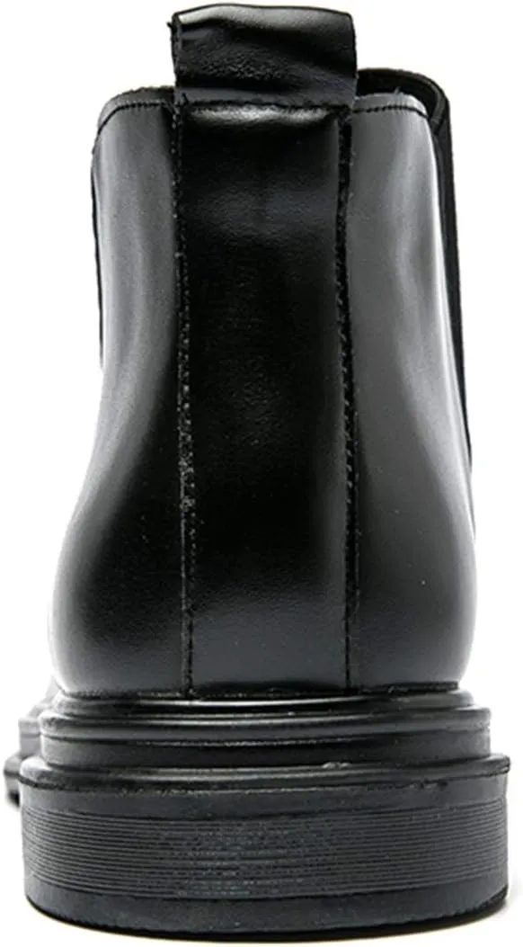 New Men's Chelsea Boots Round Toe Simple Shiny PU Leather Slip On Waterproof Non Wearable Dress Classic Slip On
