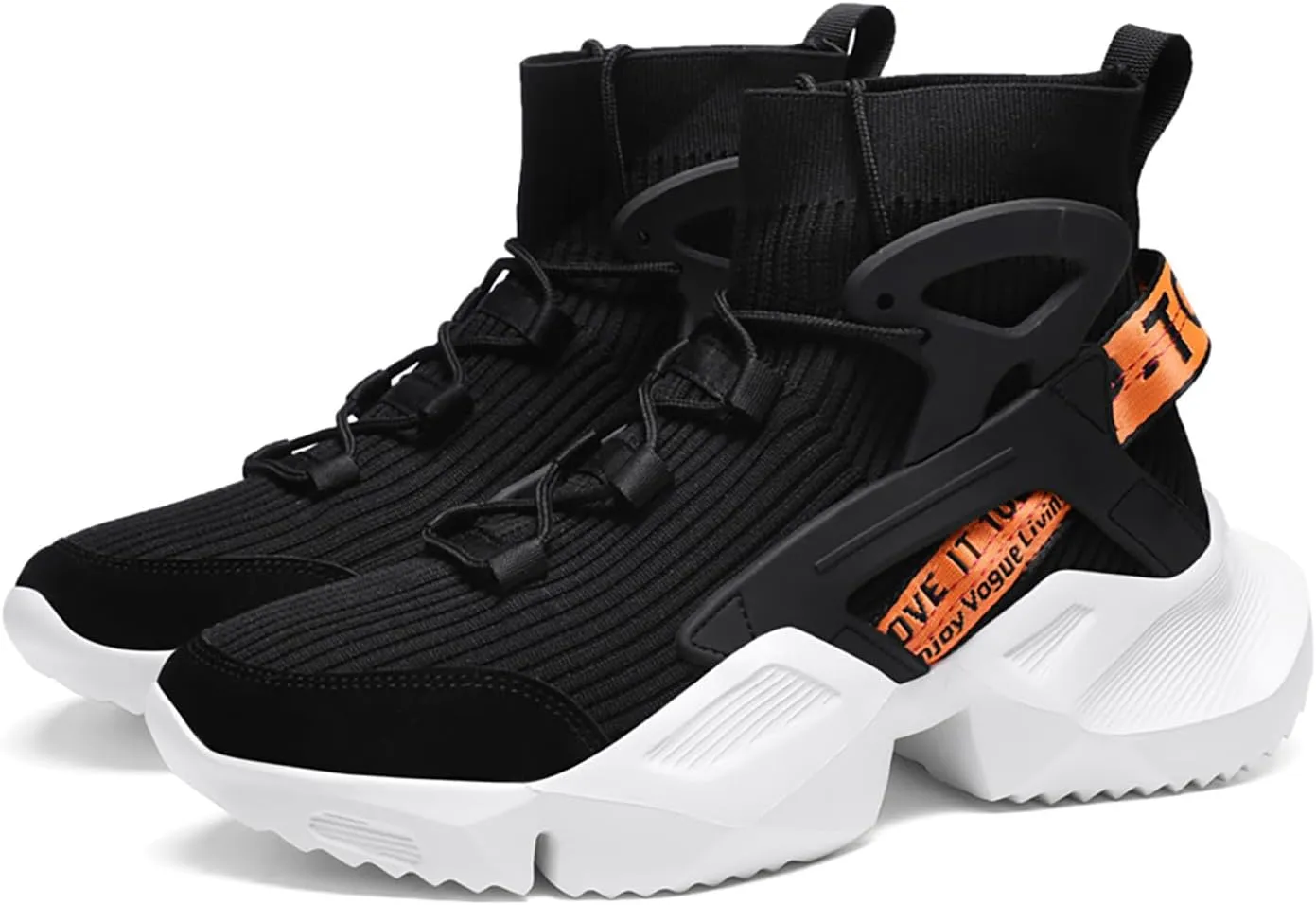 Niepce Inc Streetwear High Top Fashion Men's Knit Chunky Sneakers