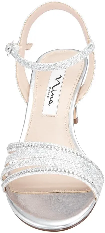 NINA Nelena - Women's Sparkling Dress Sandals with Crystal Embellishments Shoes - Elegant and Comfortable heeled Sandals for Women - Casual and Dress - Women Shoes