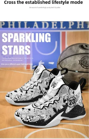 No.23 High Top Boots for Men Shock Absorbing Sneakers Non Slip Athletic Performance Shoes for Summer Basketball Training Streetwear Style