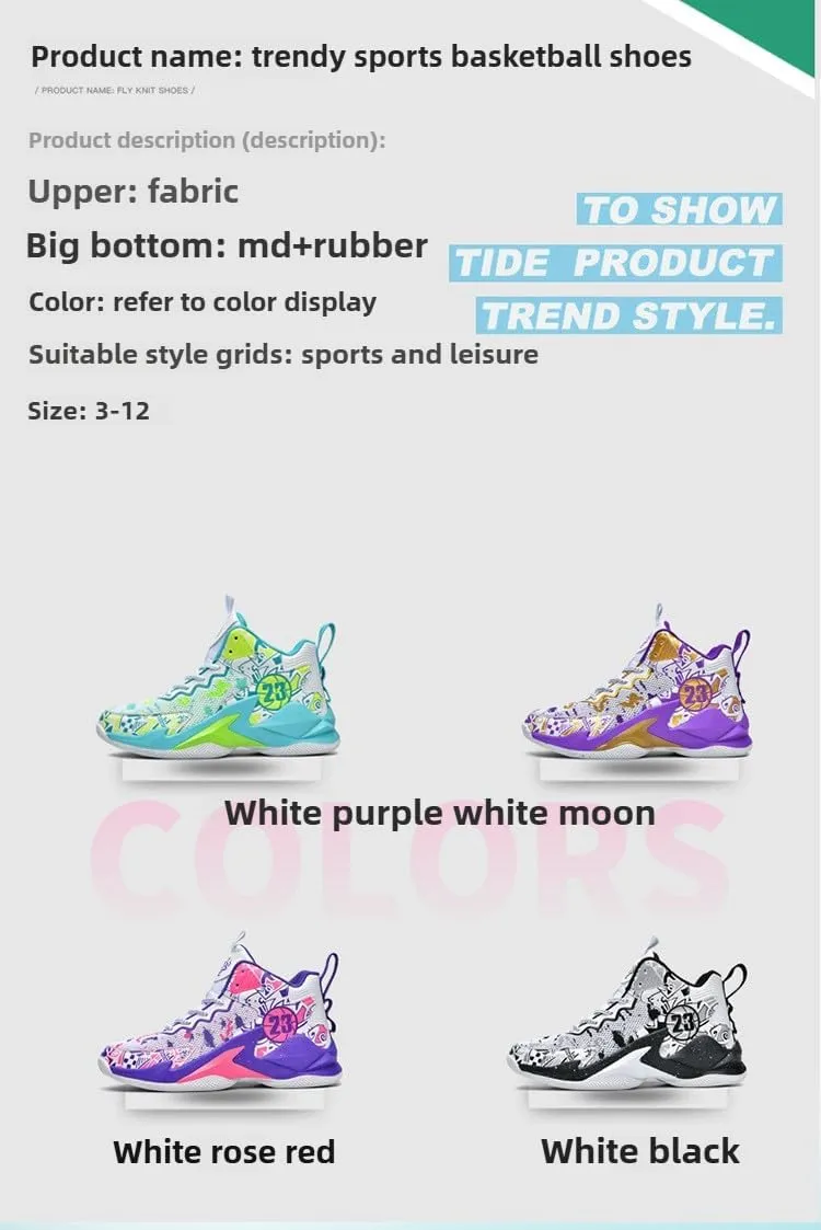 No.23 High Top Boots for Men Shock Absorbing Sneakers Non Slip Athletic Performance Shoes for Summer Basketball Training Streetwear Style