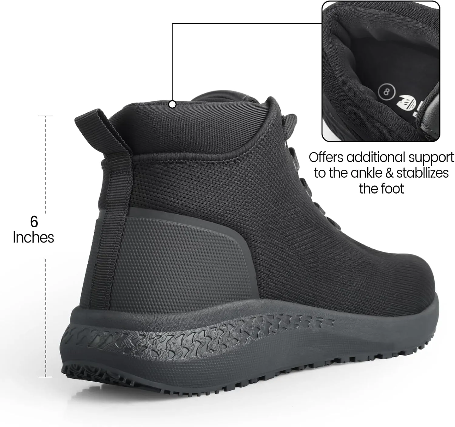 Non Slip Mens Boots Slip Resistant Work Shoes for Men Restaurant Food Service Waterproof Tactical Chef Walking Casual Shoes Breathable Mesh Militares Outdoor Work Ankle Support Boot