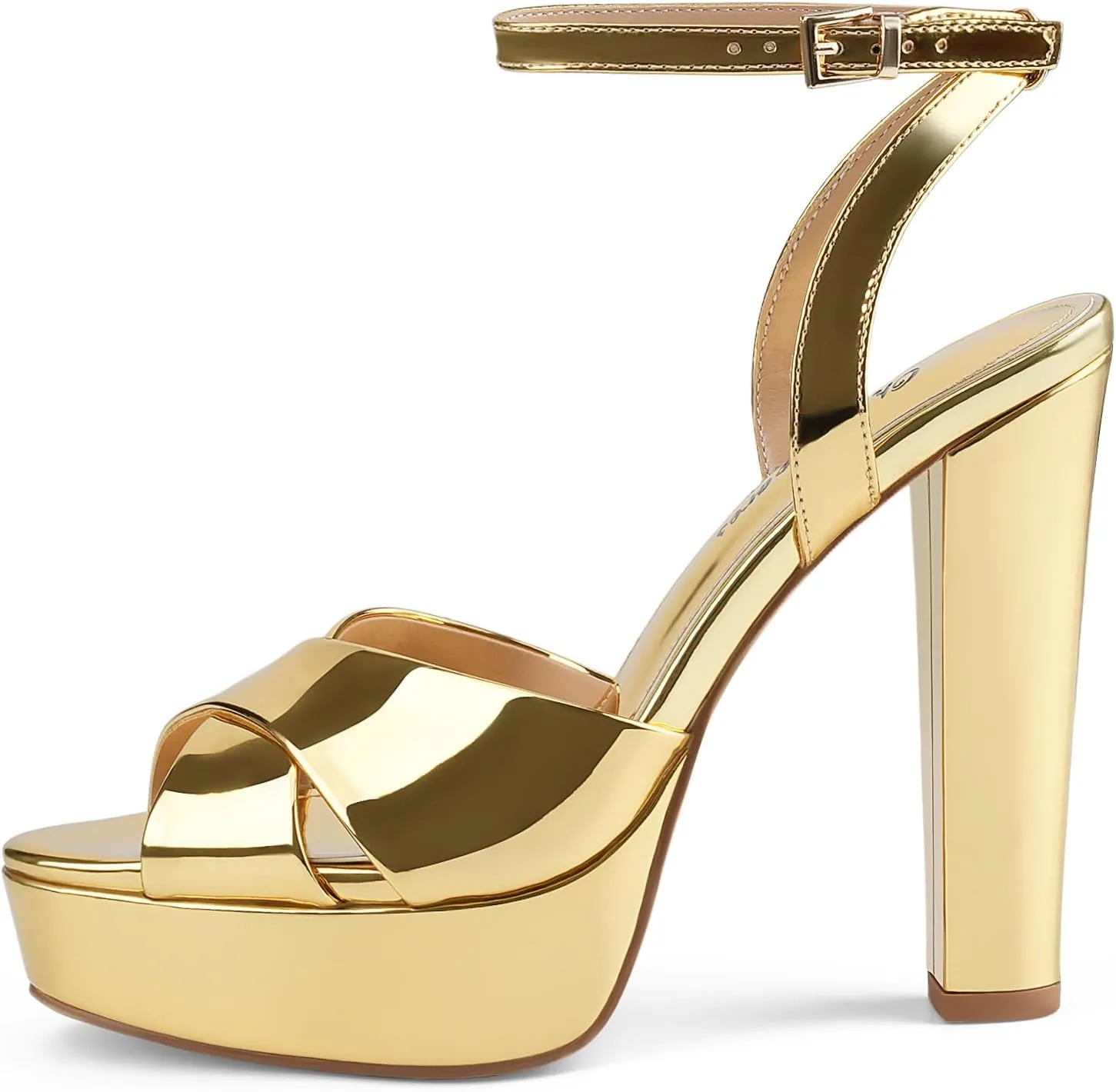 Oh Mispares Block High Heel Sandals for Women Peep Toe Platform Cross Strappy Sexy Heeled Gold Slingback Heels for Dress Jeans Summer Weddings