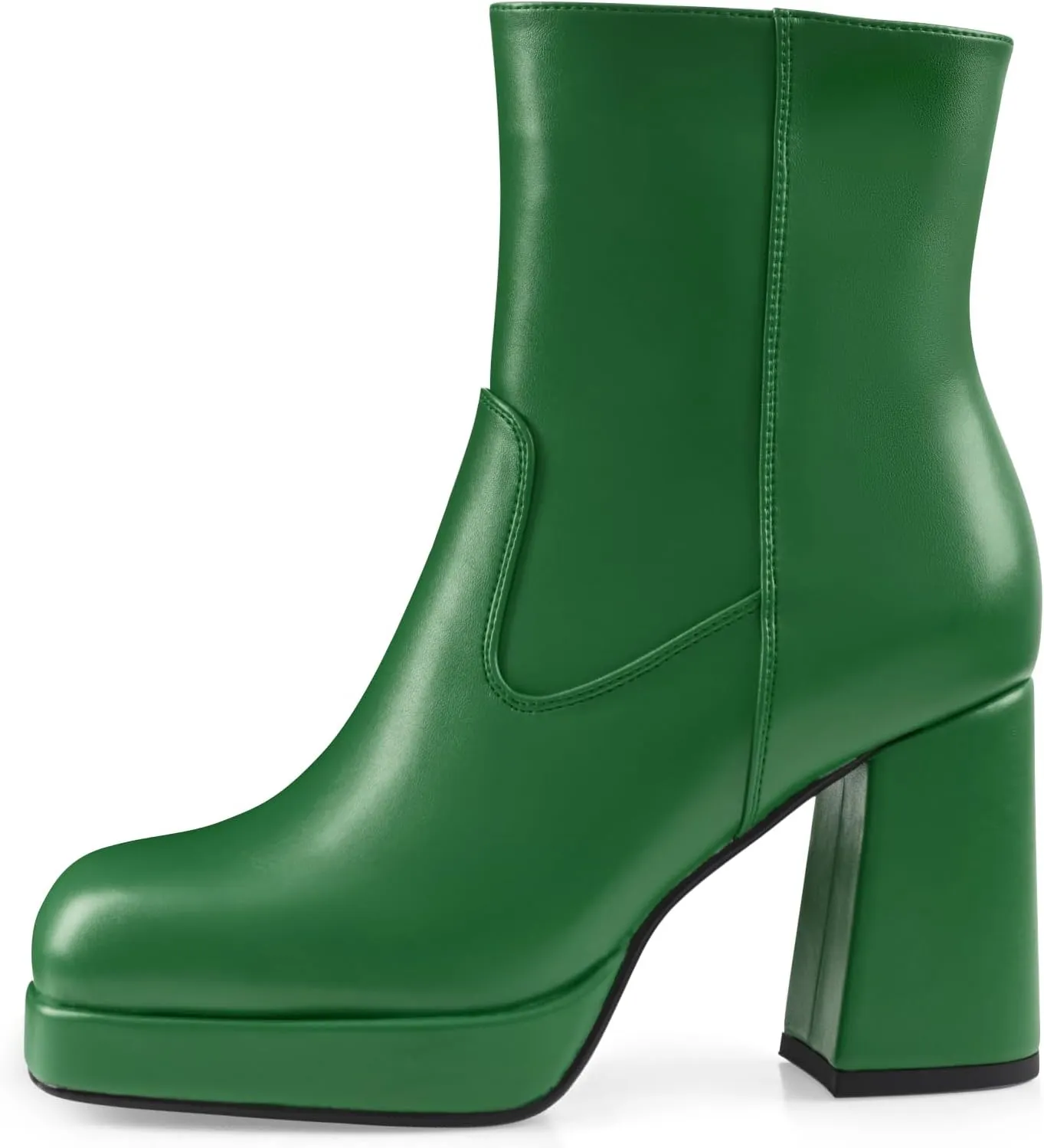 Oh Mispares Women's Platform High Chunky Heeled Ankle Boots Cozy Leather Gogo Boots Square Toe Side Zipper Booties