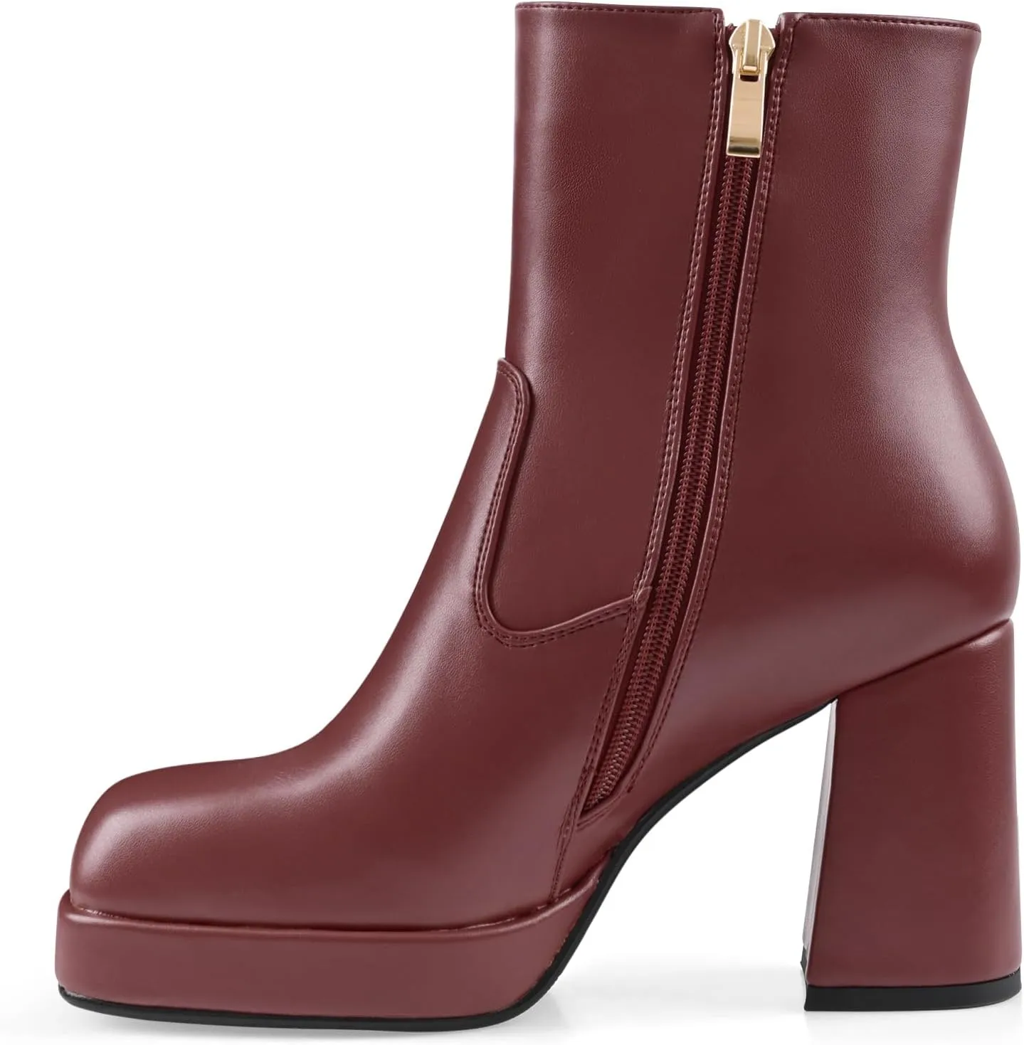 Oh Mispares Women's Platform High Chunky Heeled Ankle Boots Cozy Leather Gogo Boots Square Toe Side Zipper Booties