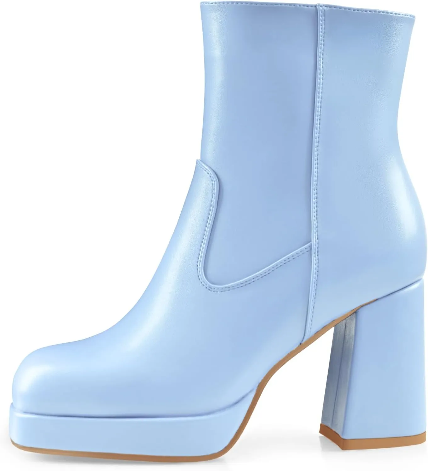 Oh Mispares Women's Platform High Chunky Heeled Ankle Boots Cozy Leather Gogo Boots Square Toe Side Zipper Booties