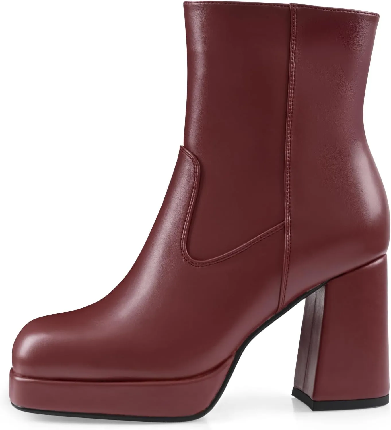 Oh Mispares Women's Platform High Chunky Heeled Ankle Boots Cozy Leather Gogo Boots Square Toe Side Zipper Booties