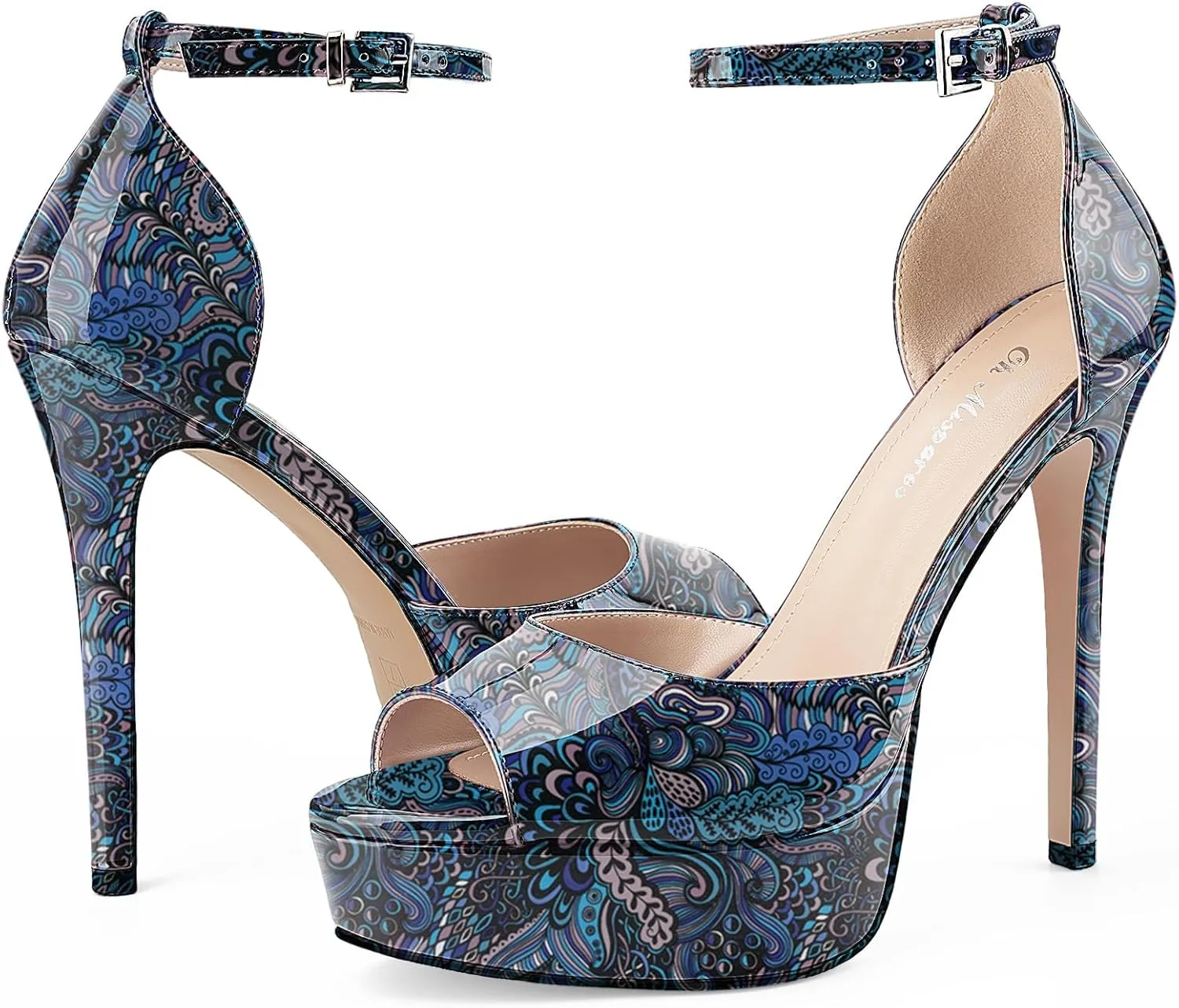 Oh Mispares Women's Stiletto High Heel Sandals Peep Toe Platform Ankle Strap Comfortable Heeled Fashion Sexy Gold Dress Heels for Wedding Evening Party Prom