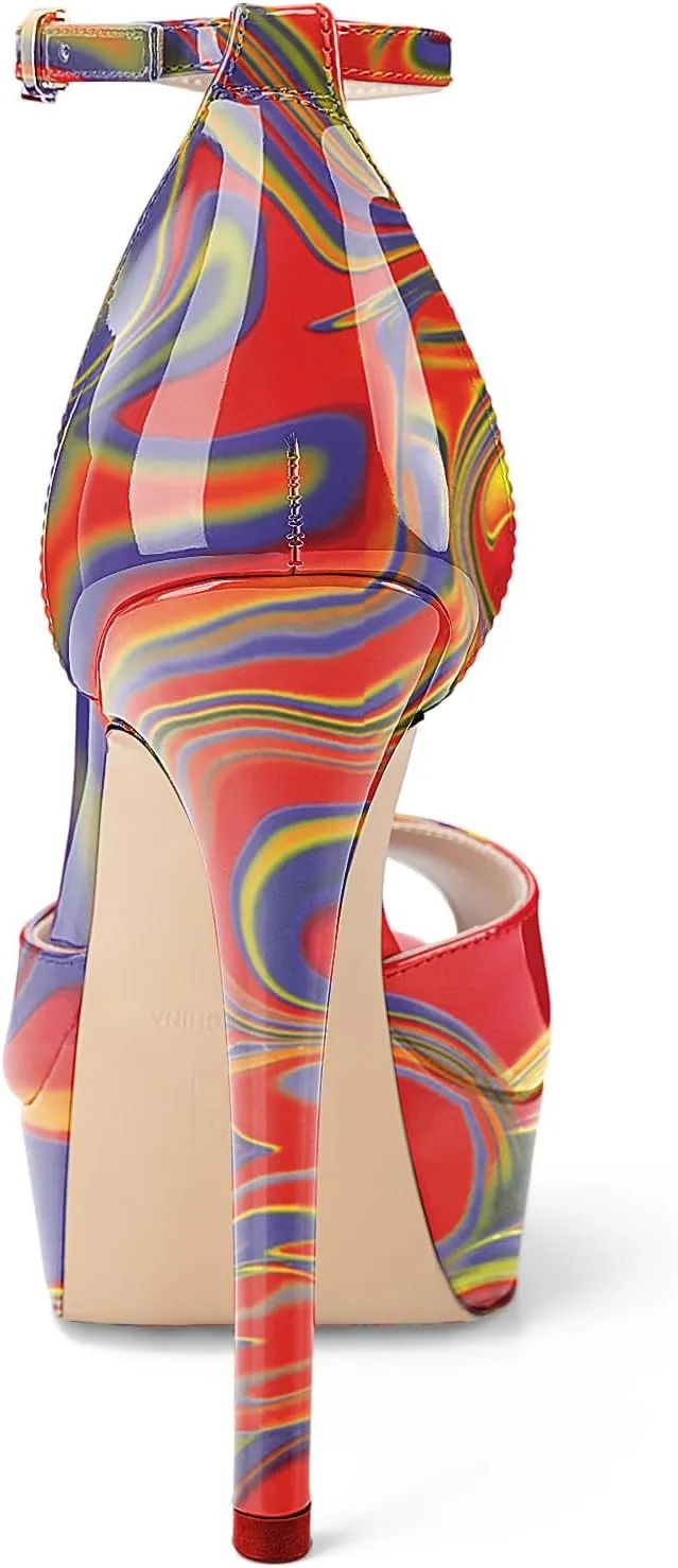 Oh Mispares Women's Stiletto High Heel Sandals Peep Toe Platform Ankle Strap Comfortable Heeled Fashion Sexy Gold Dress Heels for Wedding Evening Party Prom