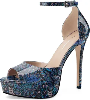 Oh Mispares Women's Stiletto High Heel Sandals Peep Toe Platform Ankle Strap Comfortable Heeled Fashion Sexy Gold Dress Heels for Wedding Evening Party Prom