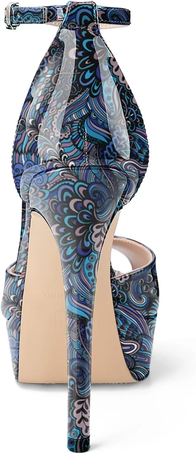 Oh Mispares Women's Stiletto High Heel Sandals Peep Toe Platform Ankle Strap Comfortable Heeled Fashion Sexy Gold Dress Heels for Wedding Evening Party Prom