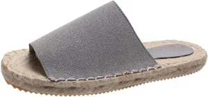 oiangi Espadrille Sandals for Women Flats Summer Casual Open Toe Slip On Slipper Lightweight Comfortable Handmade Sandals Outdoor Non-Slip Ladies Shoes