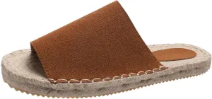 oiangi Espadrille Sandals for Women Flats Summer Casual Open Toe Slip On Slipper Lightweight Comfortable Handmade Sandals Outdoor Non-Slip Ladies Shoes