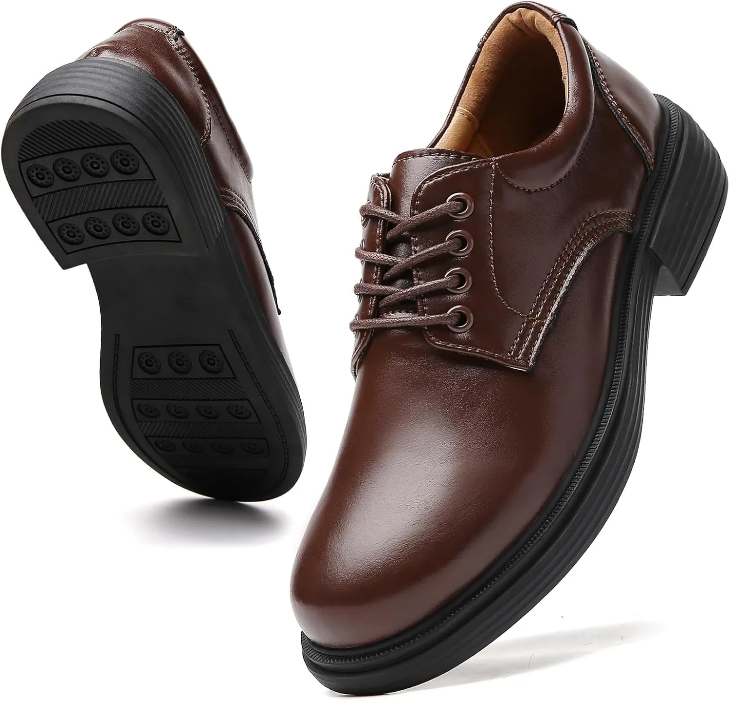 OKJ Oxford Shoes for Women, Black Womens Oxford Shoes Leather Platform Women's Oxfords Comfortable Dressy Slip On, Lace Up Loafers Casual Work Business Dress Office Oxfords Shoes