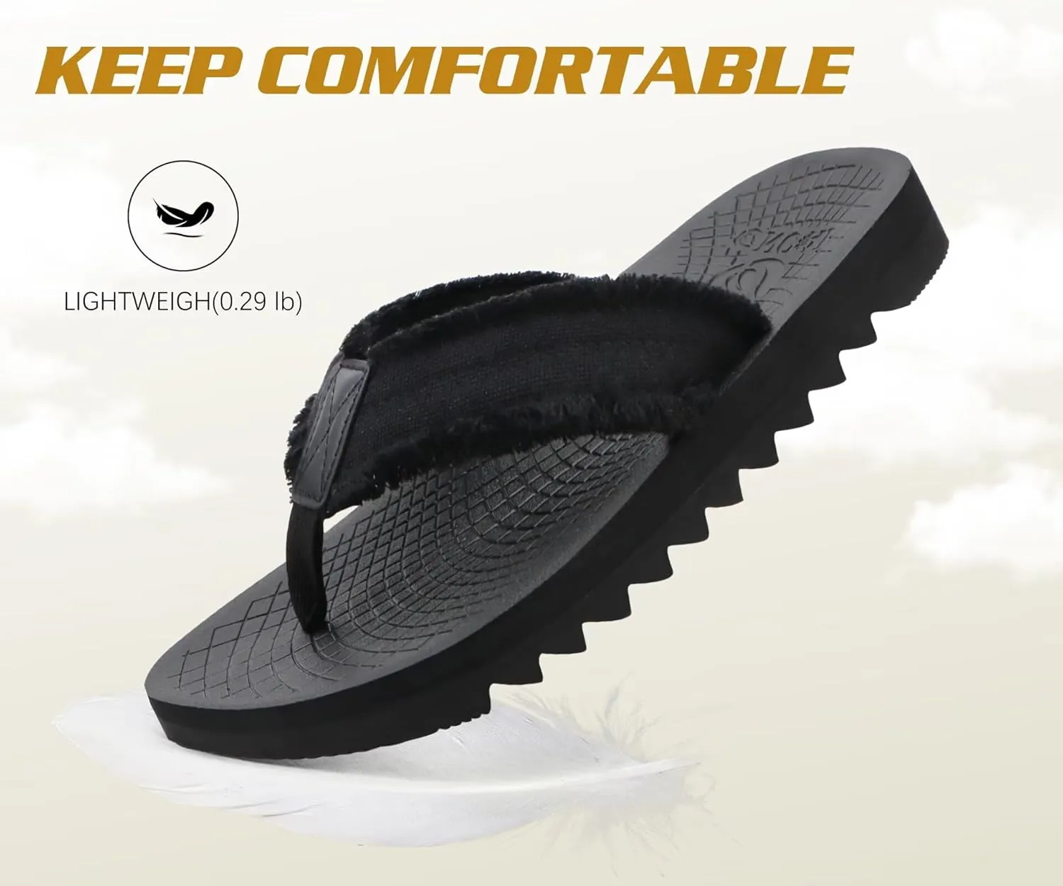 ONCAI Mens Flip Flops Summer Beach Walking Flip Flops Comfortable Soft Lightweight Recovery Cushion Slip On Sandals Size 7-15