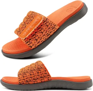 ONCAI Mens Sandals, Arch Support Sport Slides Open Toe Adjustable Straps Orthotic Cushioned Footbed for Plantar Fasciitis Rubber Soles Size 7.5-15