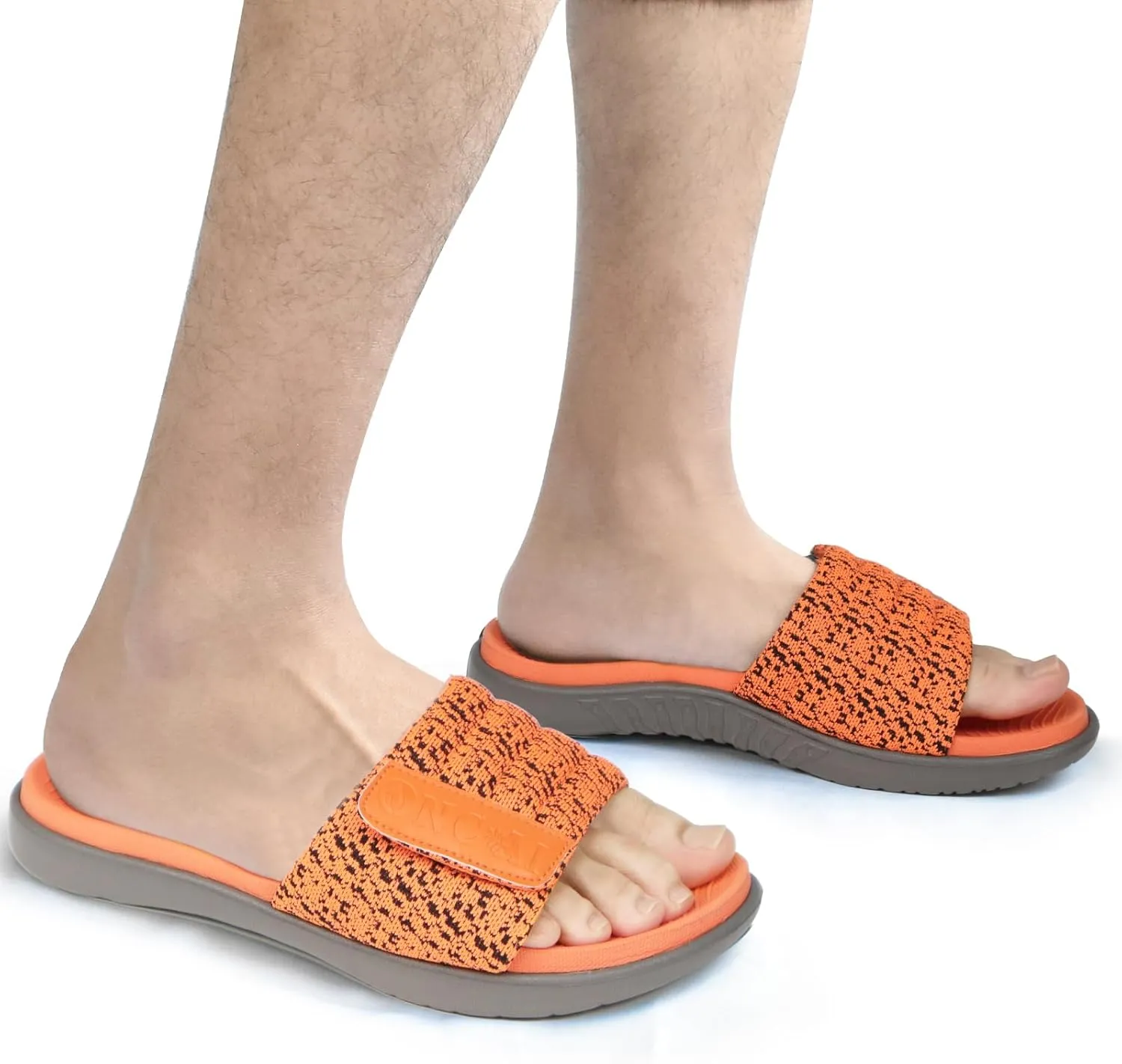 ONCAI Mens Sandals, Arch Support Sport Slides Open Toe Adjustable Straps Orthotic Cushioned Footbed for Plantar Fasciitis Rubber Soles Size 7.5-15