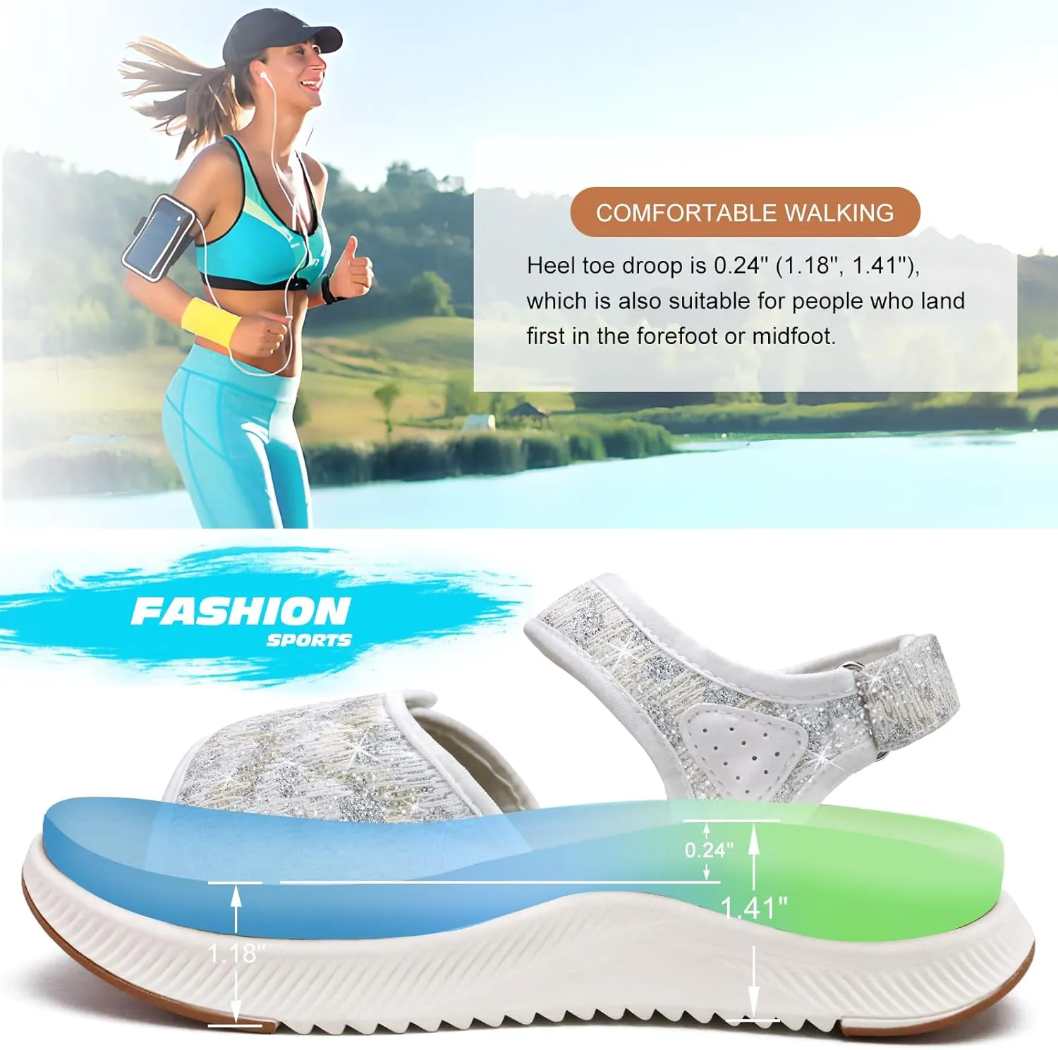 ONCAI Walking Sandals Women,Arch Support Hiking Sandals with Orthotic Outdoor Footbed for Plantar Fasciitis,Water Athletic Platform Sandalias Mujer with 3 Adjustable Strap (US Size 6-12)