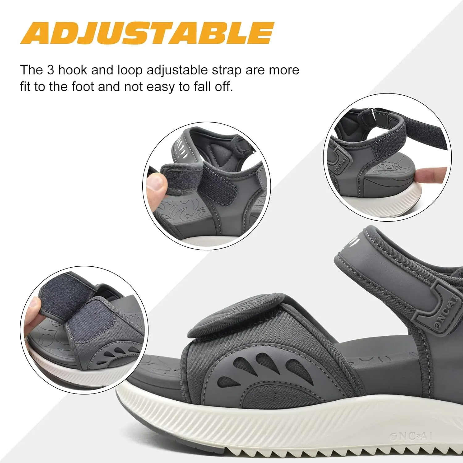 ONCAI Walking Sandals Women,Arch Support Hiking Sandals with Orthotic Outdoor Footbed for Plantar Fasciitis,Water Athletic Platform Sandalias Mujer with 3 Adjustable Strap (US Size 6-12)