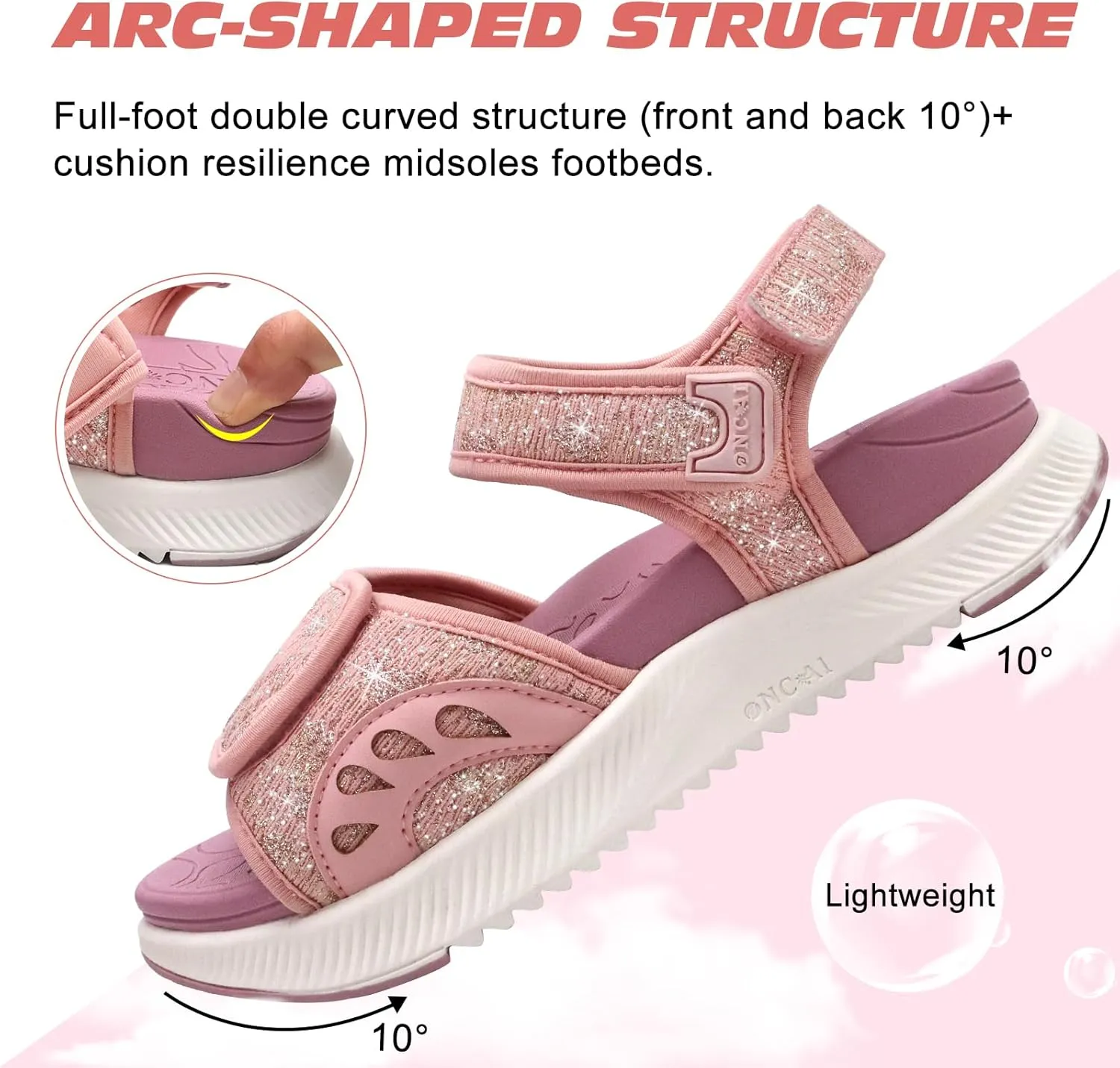 ONCAI Walking Sandals Women,Arch Support Hiking Sandals with Orthotic Outdoor Footbed for Plantar Fasciitis,Water Athletic Platform Sandalias Mujer with 3 Adjustable Strap (US Size 6-12)