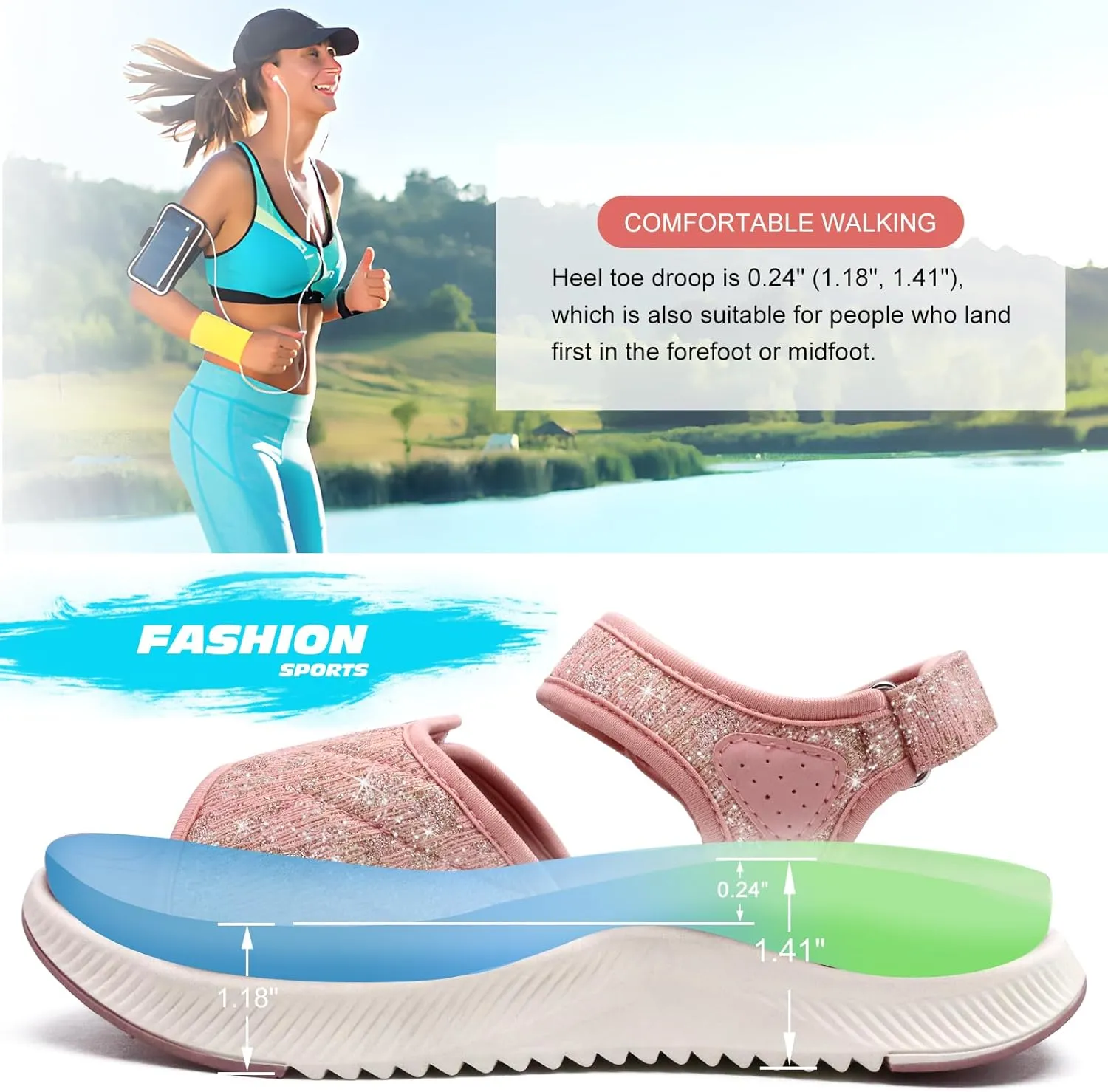 ONCAI Walking Sandals Women,Arch Support Hiking Sandals with Orthotic Outdoor Footbed for Plantar Fasciitis,Water Athletic Platform Sandalias Mujer with 3 Adjustable Strap (US Size 6-12)