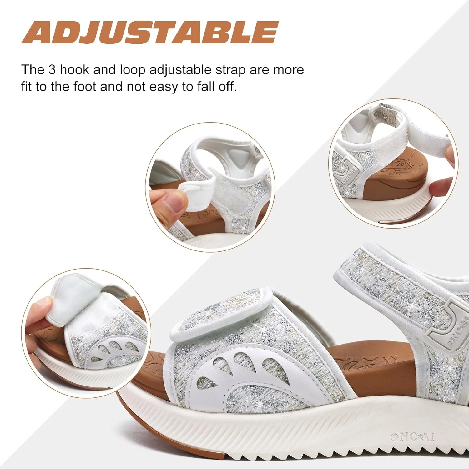 ONCAI Walking Sandals Women,Arch Support Hiking Sandals with Orthotic Outdoor Footbed for Plantar Fasciitis,Water Athletic Platform Sandalias Mujer with 3 Adjustable Strap (US Size 6-12)
