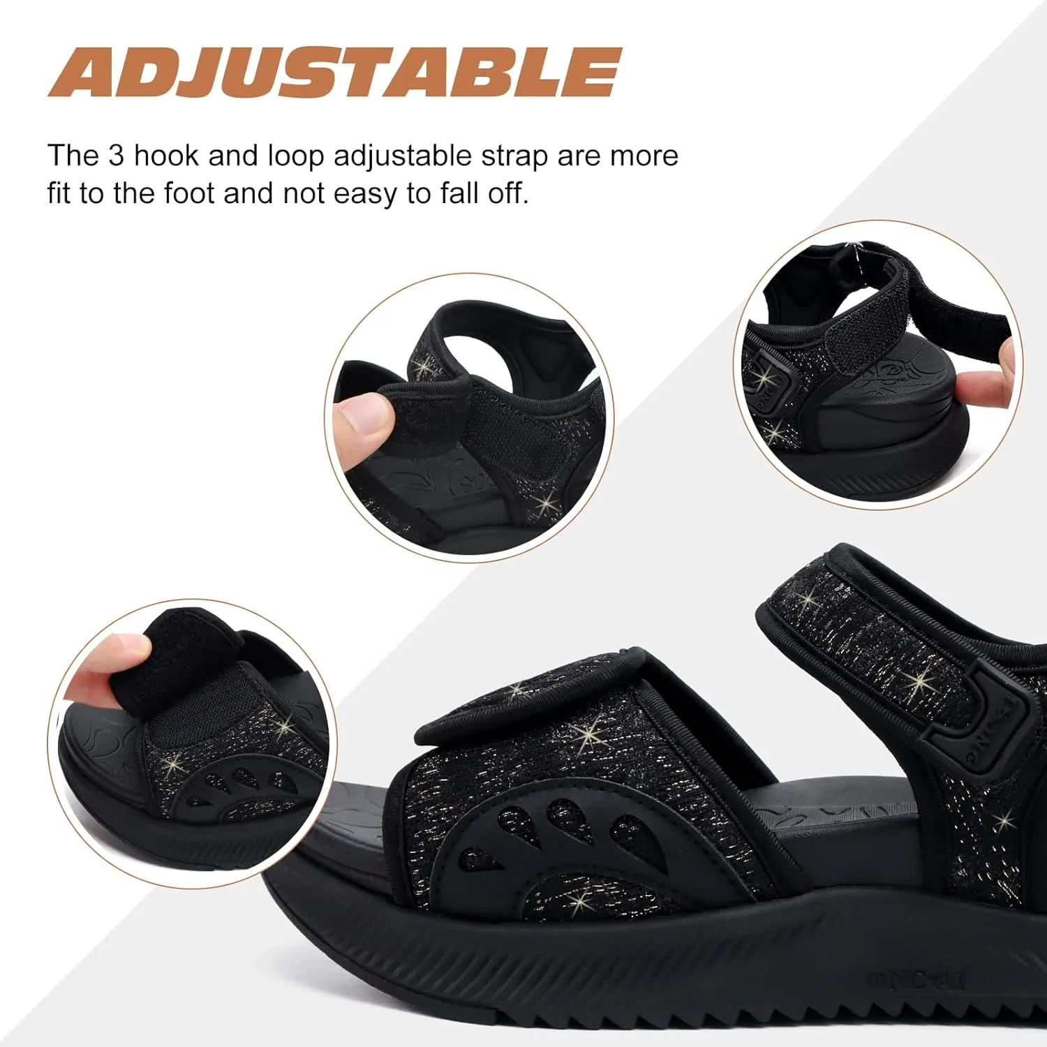 ONCAI Walking Sandals Women,Arch Support Hiking Sandals with Orthotic Outdoor Footbed for Plantar Fasciitis,Water Athletic Platform Sandalias Mujer with 3 Adjustable Strap (US Size 6-12)