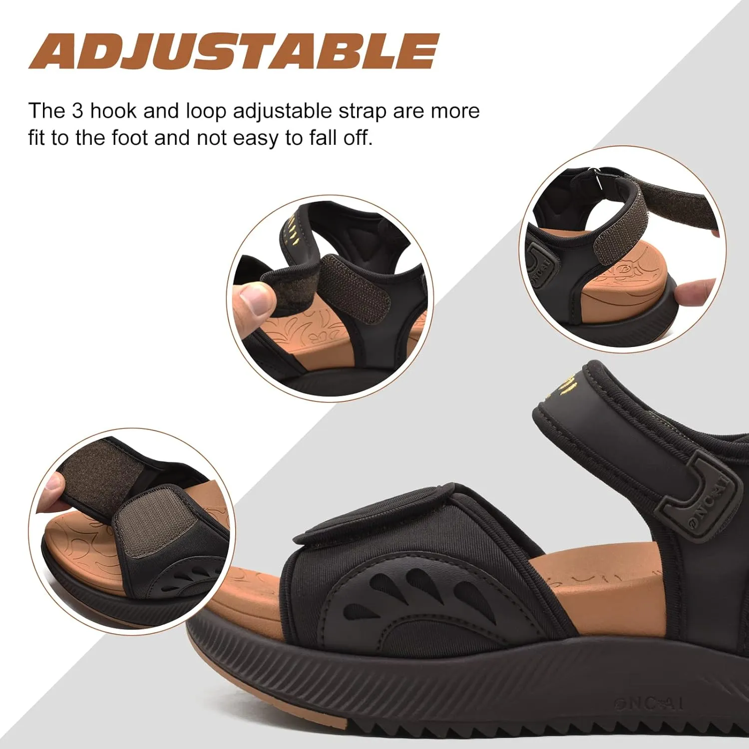 ONCAI Walking Sandals Women,Arch Support Hiking Sandals with Orthotic Outdoor Footbed for Plantar Fasciitis,Water Athletic Platform Sandalias Mujer with 3 Adjustable Strap (US Size 6-12)