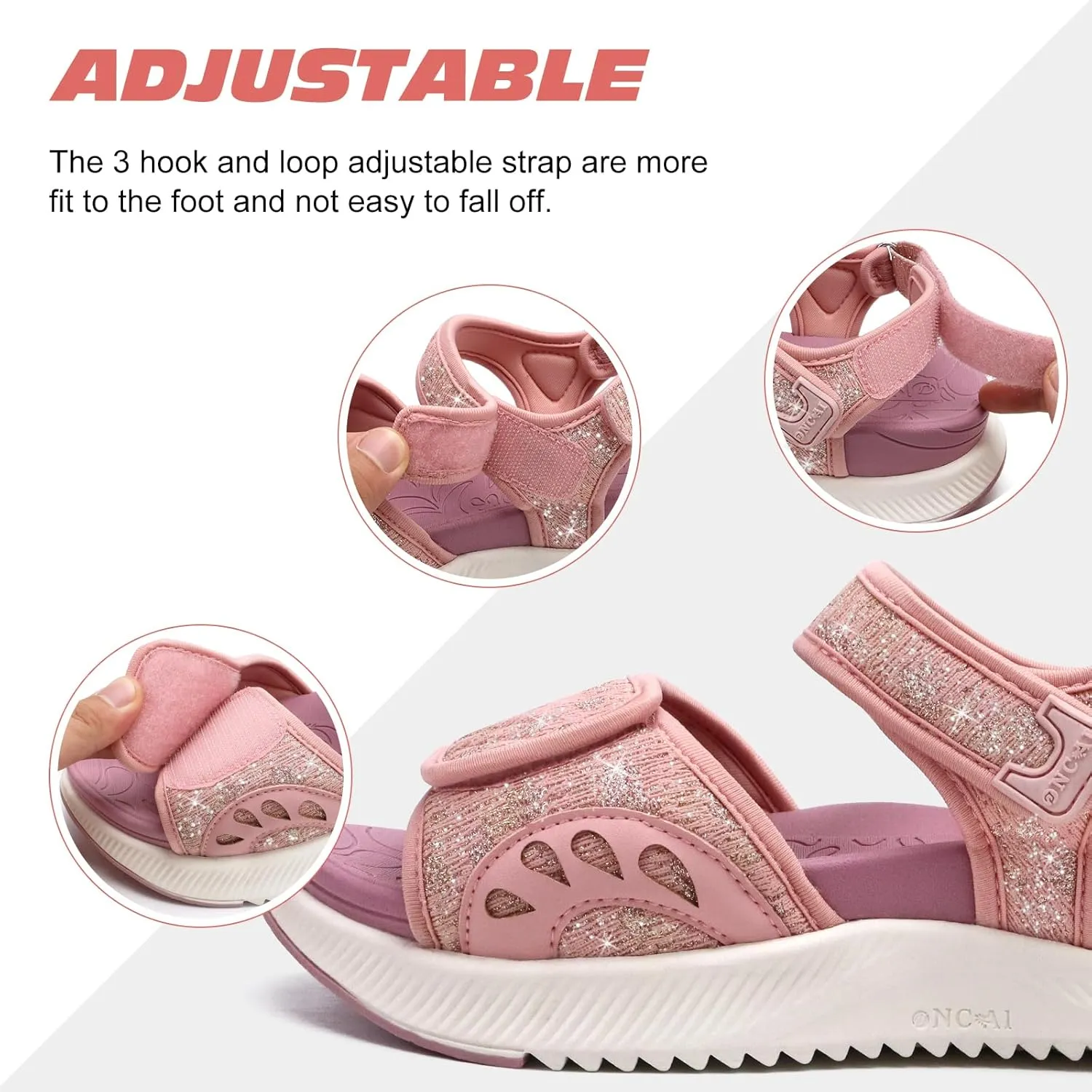 ONCAI Walking Sandals Women,Arch Support Hiking Sandals with Orthotic Outdoor Footbed for Plantar Fasciitis,Water Athletic Platform Sandalias Mujer with 3 Adjustable Strap (US Size 6-12)