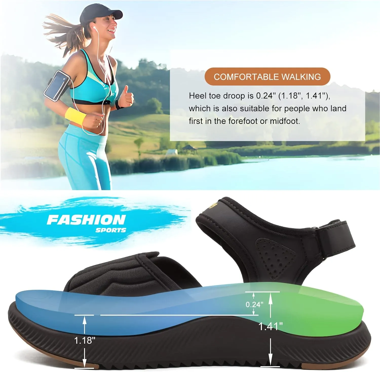 ONCAI Walking Sandals Women,Arch Support Hiking Sandals with Orthotic Outdoor Footbed for Plantar Fasciitis,Water Athletic Platform Sandalias Mujer with 3 Adjustable Strap (US Size 6-12)
