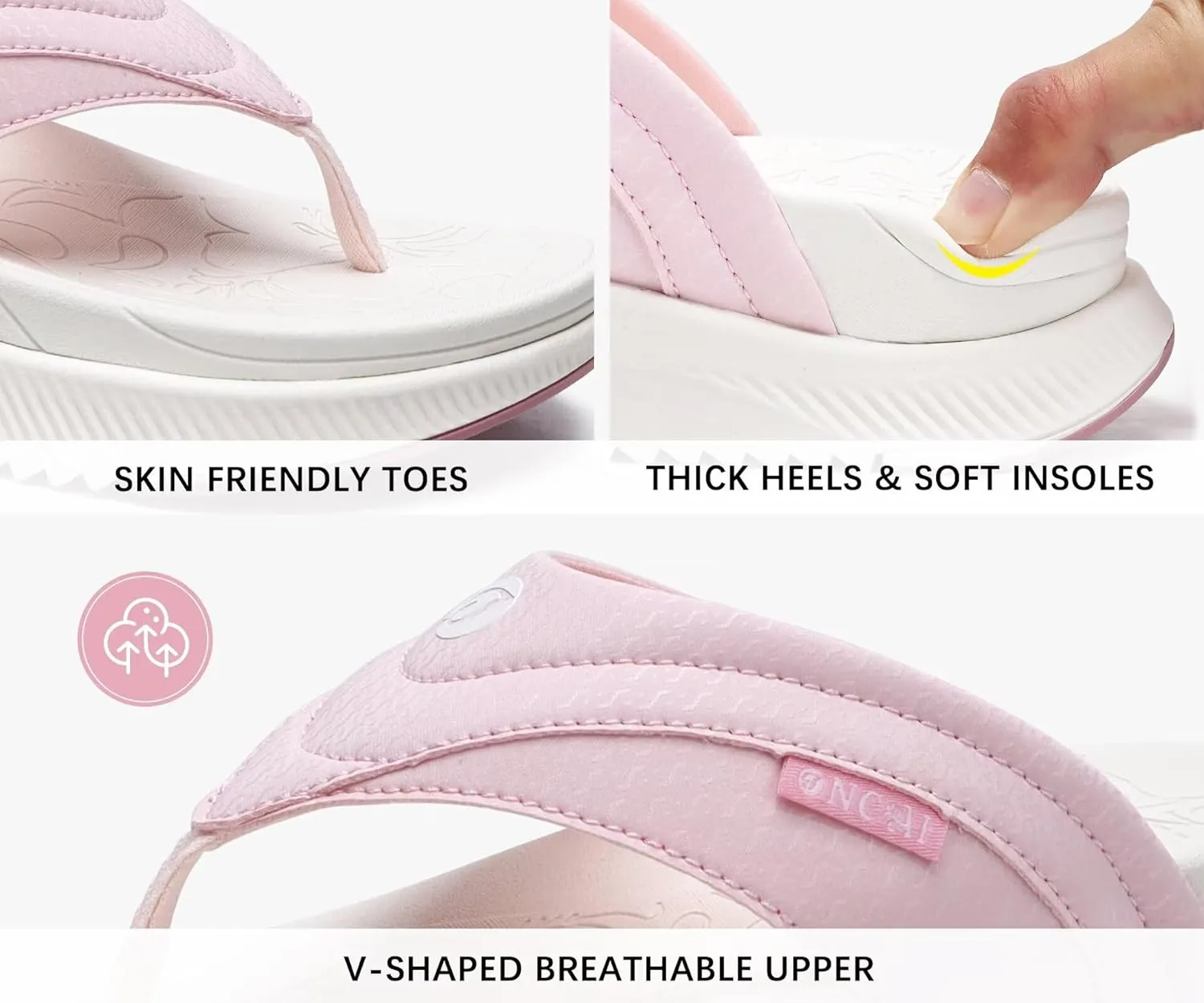 ONCAI Women's Orthotic Cushion Flip Flops Recovery Walking Sandals for Women with Arch Support Summer Comfortable Slip On Flip Flops for Womans Size 6-12