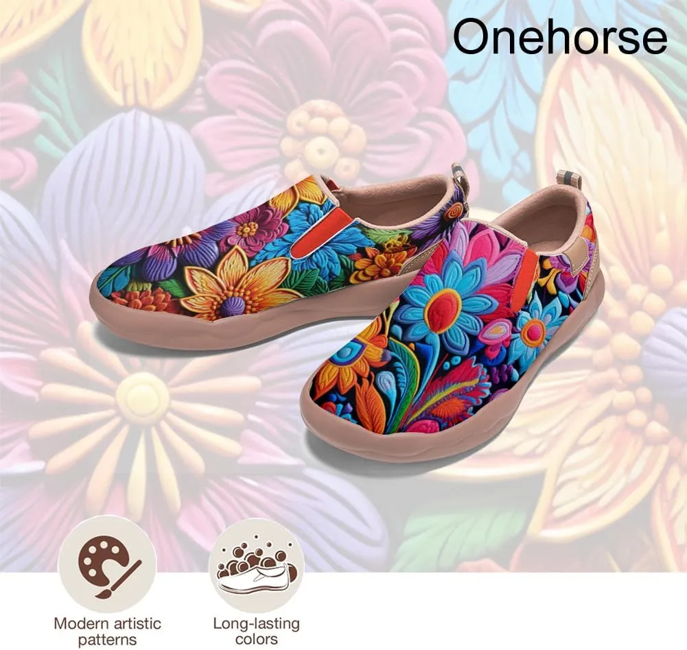 Onehorse Women's Mandala Painted Shoes Walking Travel Casual Loafers Slip On Sneakers