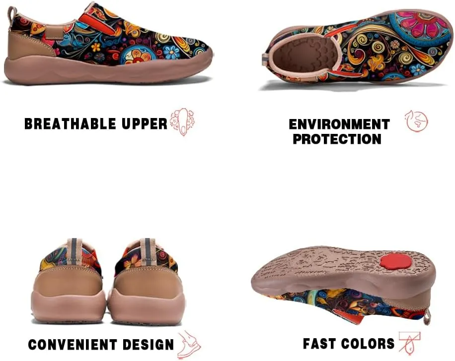 Onehorse Women's Mandala Painted Shoes Walking Travel Casual Loafers Slip On Sneakers
