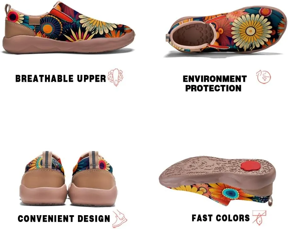 Onehorse Women's Mandala Painted Shoes Walking Travel Casual Loafers Slip On Sneakers