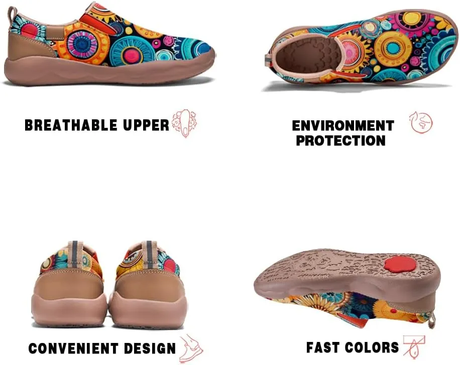 Onehorse Women's Mandala Painted Shoes Walking Travel Casual Loafers Slip On Sneakers