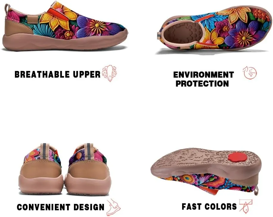 Onehorse Women's Mandala Painted Shoes Walking Travel Casual Loafers Slip On Sneakers