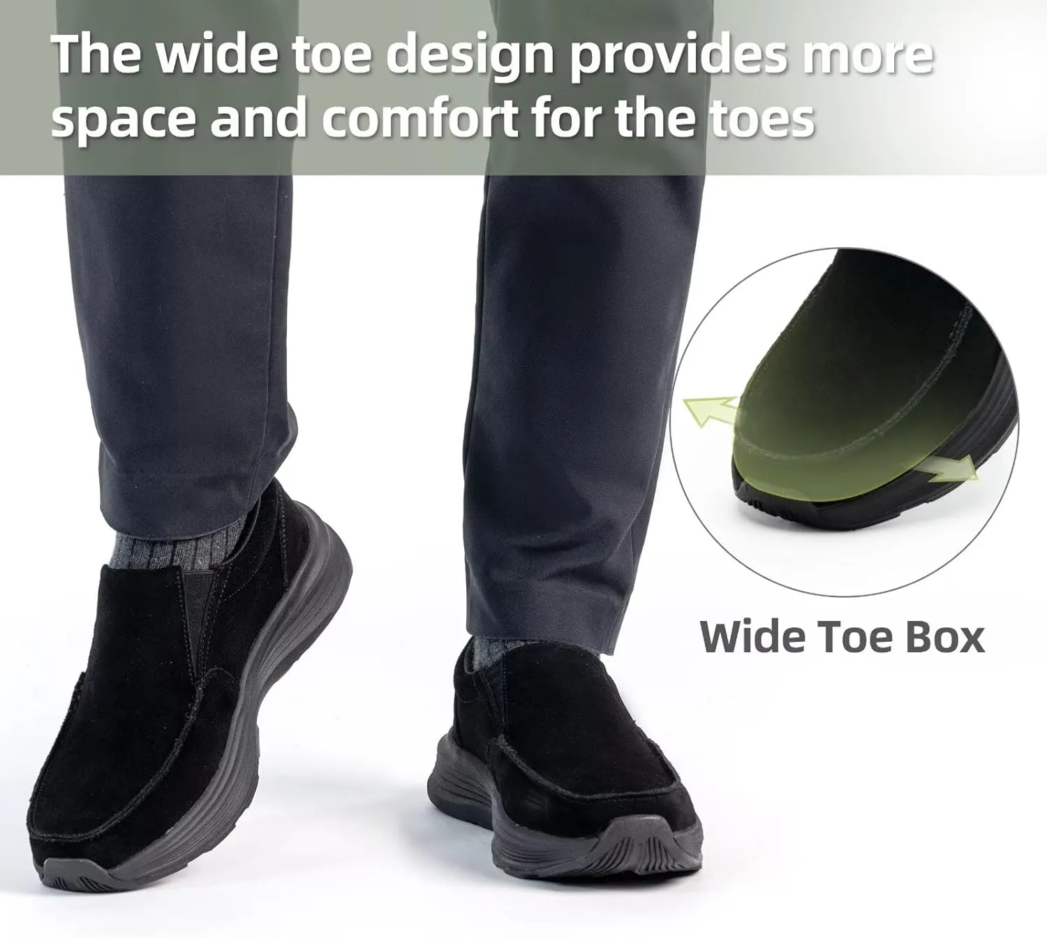 OrthoComfoot Men's Orthopedic Leather Dress Walking Shoes: Casual Arch Support Slip-On Loafers for Plantar Fasciitis, Comfortable Orthotic Shoes for Foot and Heel Pain Relief