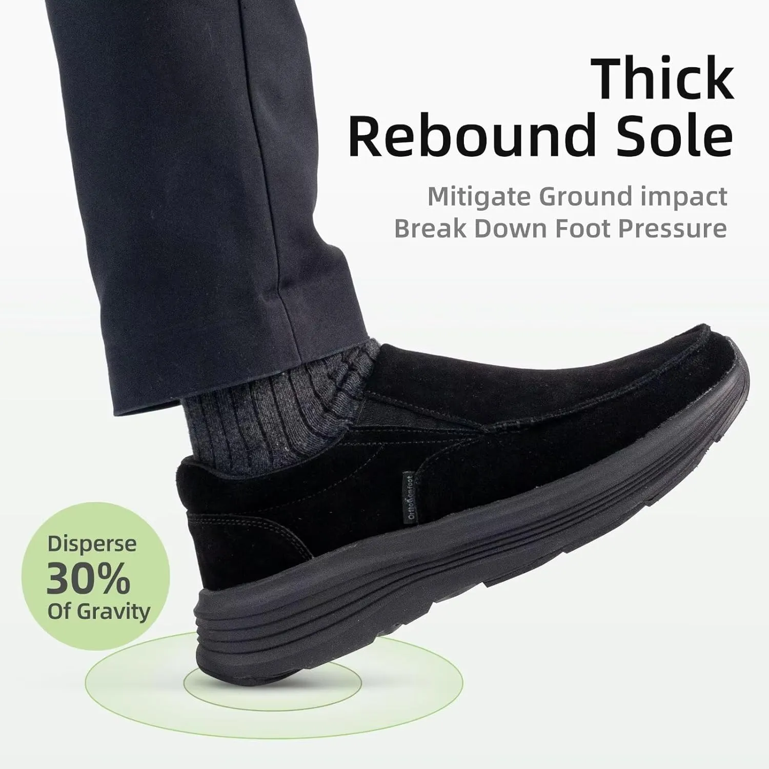 OrthoComfoot Men's Orthopedic Leather Dress Walking Shoes: Casual Arch Support Slip-On Loafers for Plantar Fasciitis, Comfortable Orthotic Shoes for Foot and Heel Pain Relief