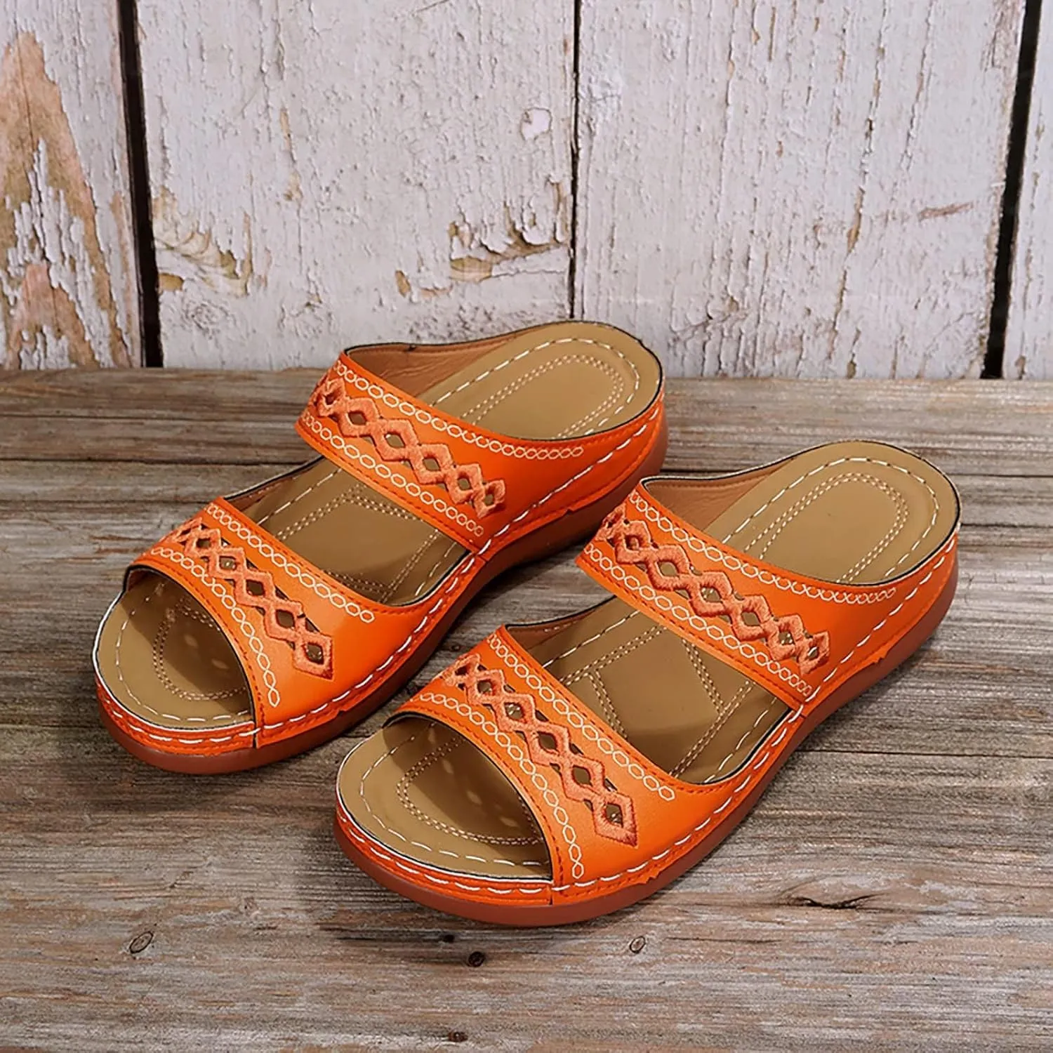 Orthopedic Sandals for Women Fashion Backless Walking Sandals Platform Wedge Sandal with Arch Support Open Toe Slip On Flip Flop Dressy Summer Flat Walking Slippers