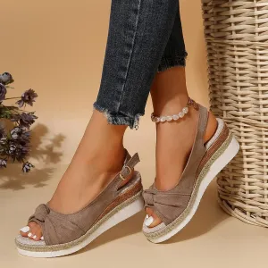 Orthopedic Sandals for Women Summer Dressy 2025,Women Walking Slippers with Arch Support Platform Wedge Sandals Comfortable Open Toe Ankle Strap Boho Beach Casual Slip on Sandals (1-Khaki, 7.5)