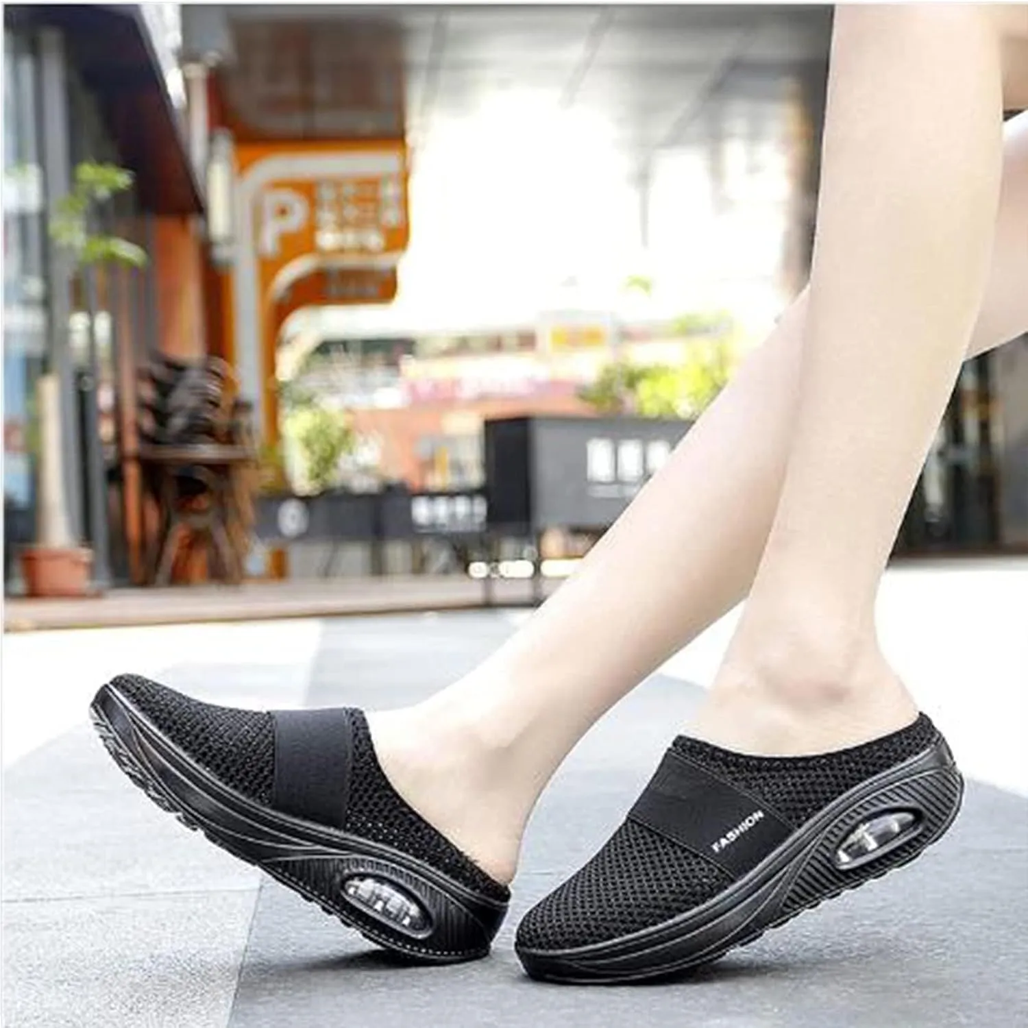 Orthopedic Shoes for Women Diabetic Slip-on Shoes Air Cushion Walking Shoe Mesh Knitted Slippers Sneakers with Arch Support