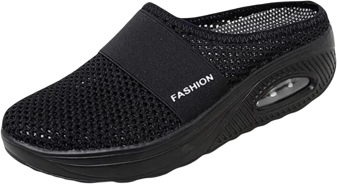 Orthopedic Shoes for Women Diabetic Slip-on Shoes Air Cushion Walking Shoe Mesh Knitted Slippers Sneakers with Arch Support