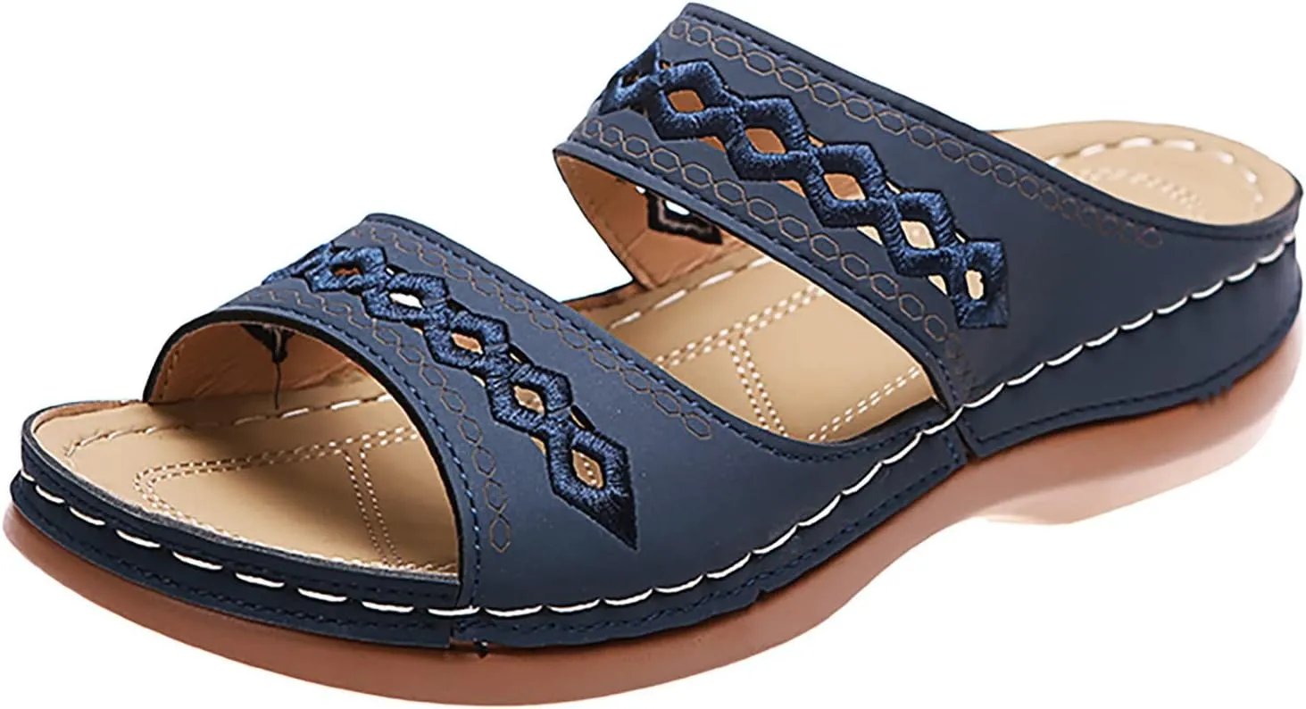 Orthopedic Wedge Sandals for Women 2025 Flat Open Toe Platform Sandals Boho Slip on Sandals Comfortable Outdoor Shoe