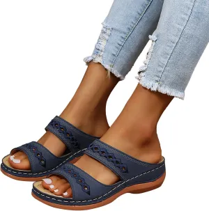 Orthopedic Wedge Sandals for Women 2025 Flat Open Toe Platform Sandals Boho Slip on Sandals Comfortable Outdoor Shoe