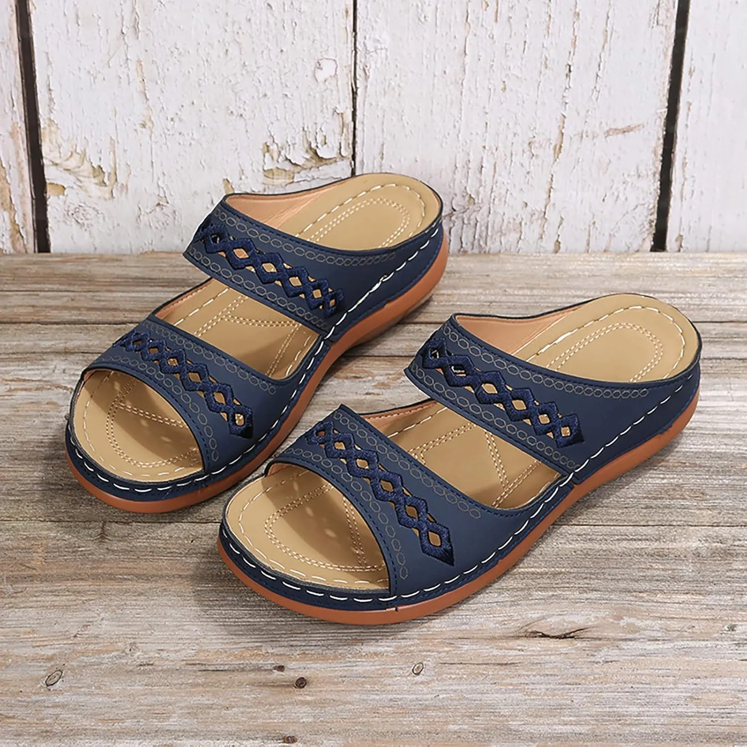 Orthopedic Wedge Sandals for Women 2025 Flat Open Toe Platform Sandals Boho Slip on Sandals Comfortable Outdoor Shoe