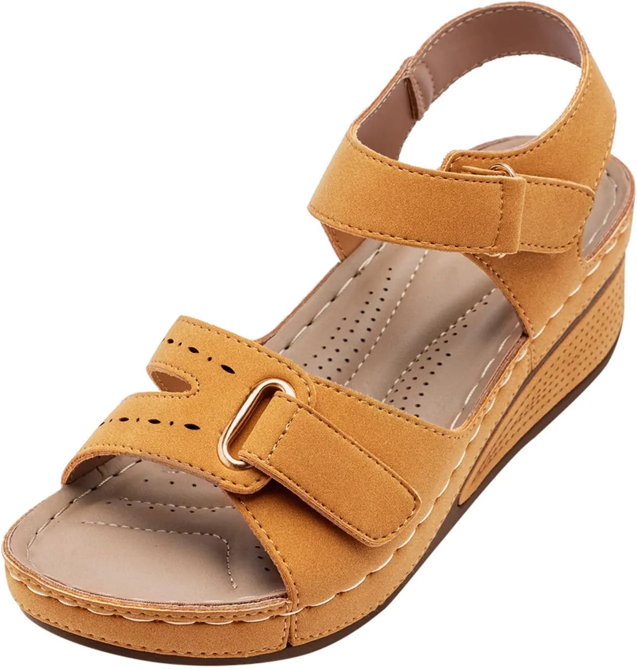 Orthopedic Wedge Sandals for Women 2025 Summer Dressy Open Toe Strap Platform Wedge Sandals Casual Strappy Slip on Sandals Summer Comfortable Outdoor Shoes Beach Boho Vacation